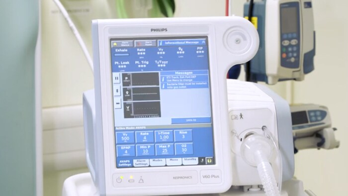 vídeo de instruções sobre o ventilador Respironics V60