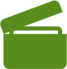 um recipiente aberto verde com tampa