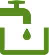 uma torneira verde com uma gota de água