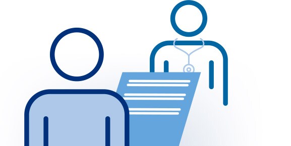 um grande plano de um médico e de um paciente