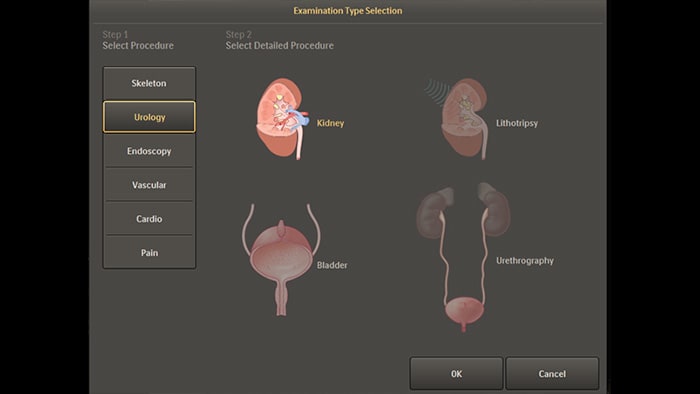 Predefinições anatómicas para procedimentos de urologia e endoscopia
