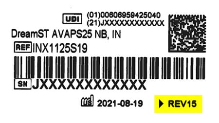 Exemplo da etiqueta do produto, na qual é apresentado o código de reparação
