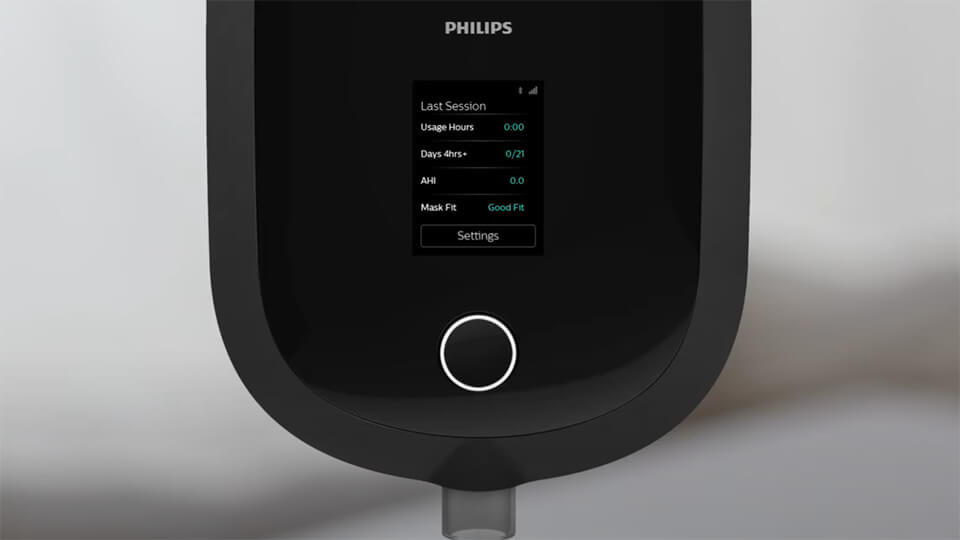 Menus e funcionalidades de conforto do DreamStation 2 CPAP Advanced da Philips