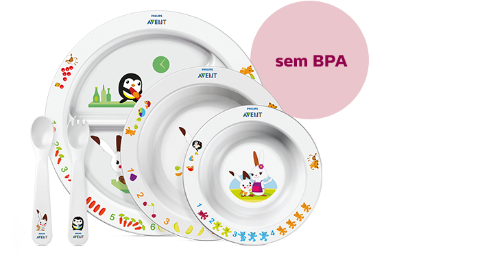 Conjunto de alimentação para criança Philips Avent, sem BPA e com pega fácil