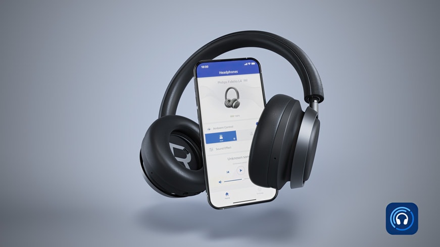 Auscultadores Fidelio L4 ligados à aplicação Philips Headphones
