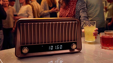 Altifalante Bluetooth de design vintage retro com rádio da Philips - TAVS700