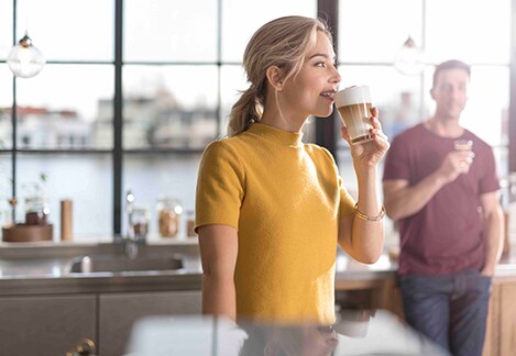 woman drinking coffee